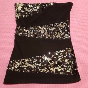 Silver and black tube top